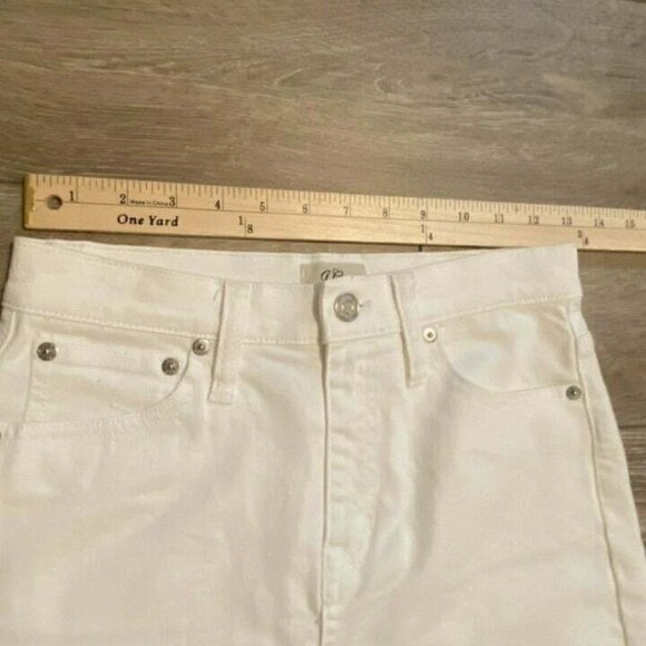 J. Crew G1270 White Denim Jean Skirt Raw Hem Mini Short Size 24 - Picture 4 of 8